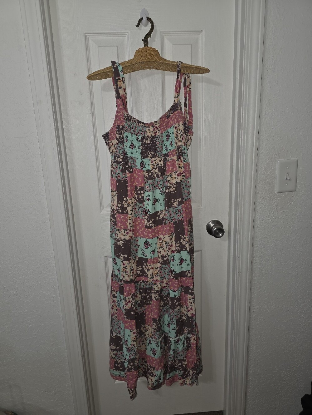 Liberty Love Women's Patchwork Print Smoked Maxi Dress